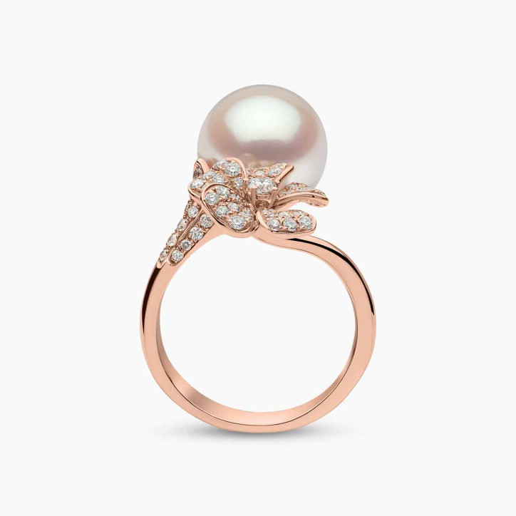 Duchess 18K Gold South Sea Pearl Diamond Flower Ring