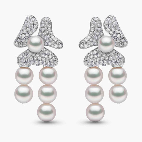 Contessa 18K Gold Akoya Pearl and Diamond Floral Earrings