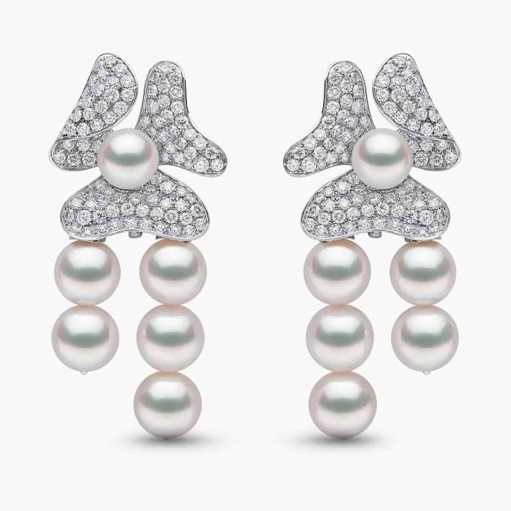 Contessa 18K Gold Akoya Pearl and Diamond Floral Earrings