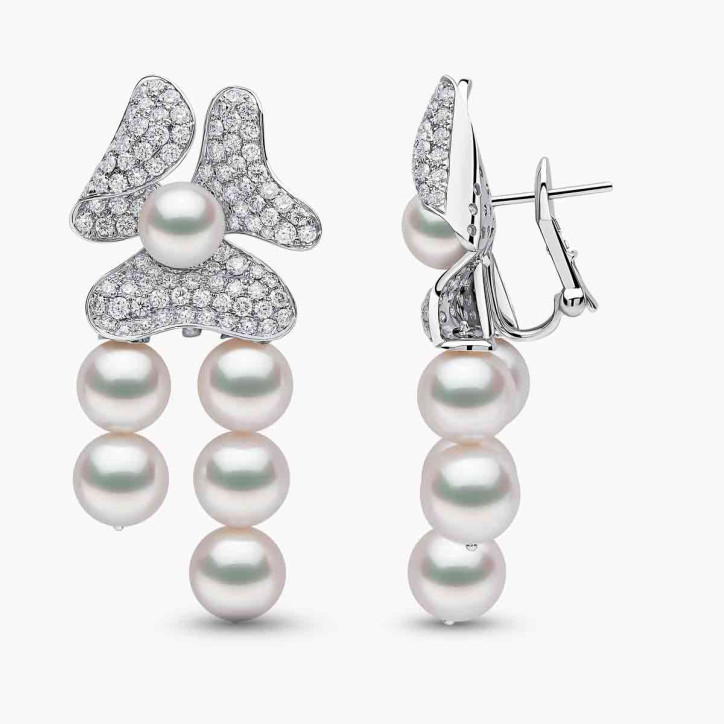 Contessa 18K Gold Akoya Pearl and Diamond Floral Earrings