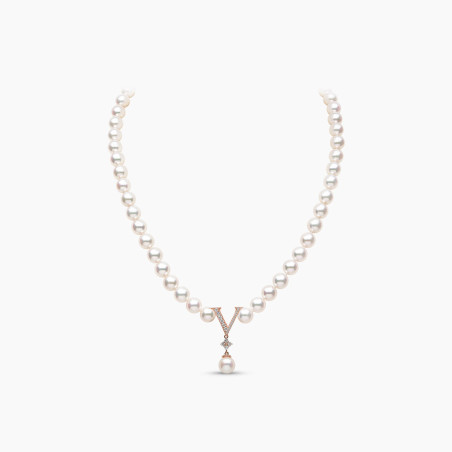 Y by Yoko 18K Rose Gold Freshwater Pearl and Diamond Strand Necklace