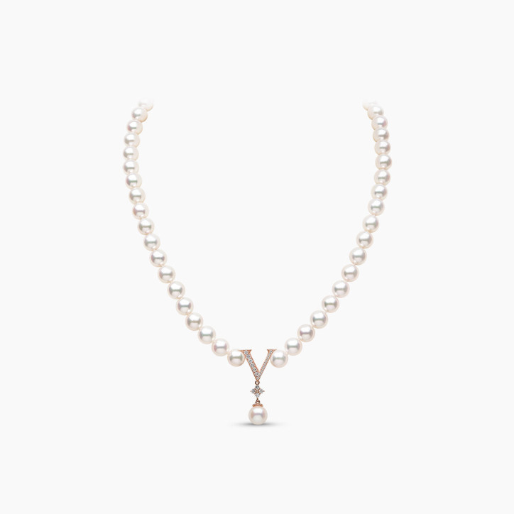Y by Yoko 18K Rose Gold Freshwater Pearl and Diamond Strand Necklace Y by Yoko 18K Rose Gold Freshwater Pearl and Diamond Strand Necklace