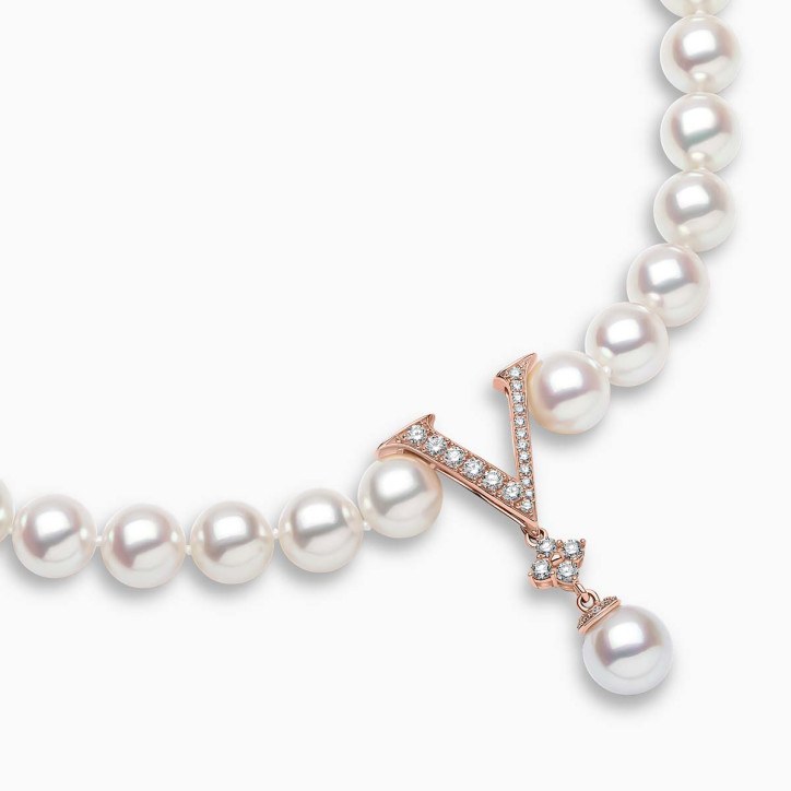 Y by Yoko 18K Rose Gold Freshwater Pearl and Diamond Strand Necklace Y by Yoko 18K Rose Gold Freshwater Pearl and Diamond Strand Necklace
