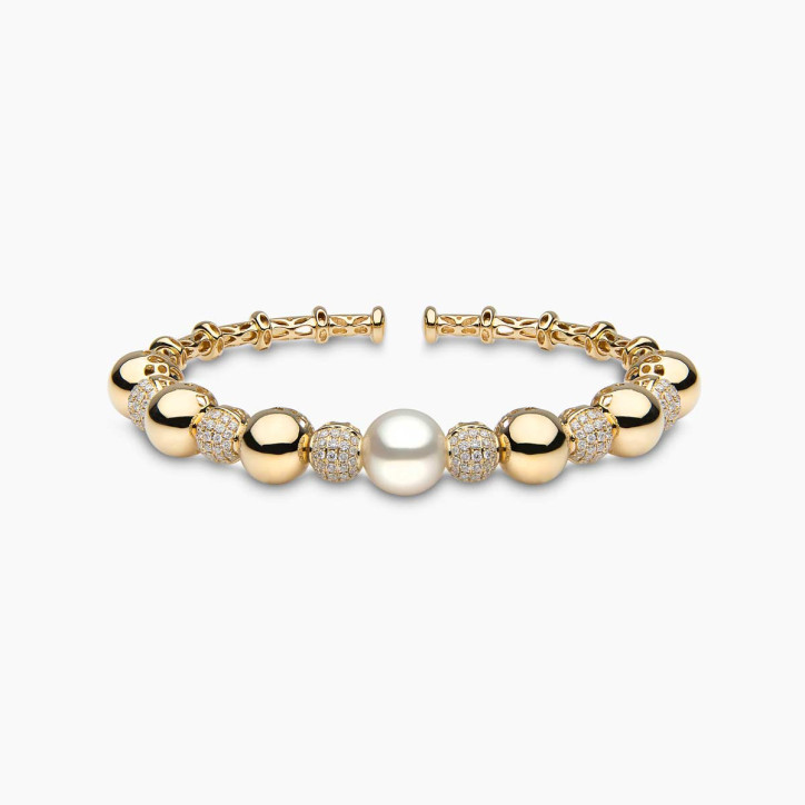 Starlight 18K Gold South Sea Pearl and Diamond Bangle Starlight 18K Gold South Sea Pearl and Diamond Bangle