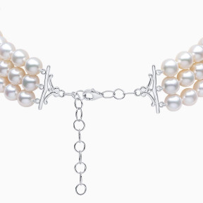 Classic 18K White Gold Freshwater Pearl and Diamond Clasp Choker